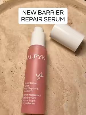 TikTok post by @noahxyoung for Alpyn Beauty. Caption reads: @Alpyn Beauty’s new barrier repair serum packs....