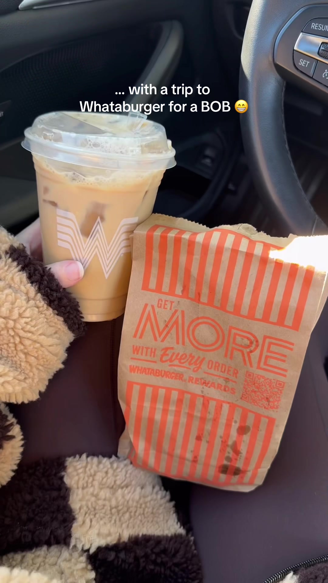 TikTok post by @valerie_sanders for Whataburger. Caption reads: Establishing new and better morning habits for a....
