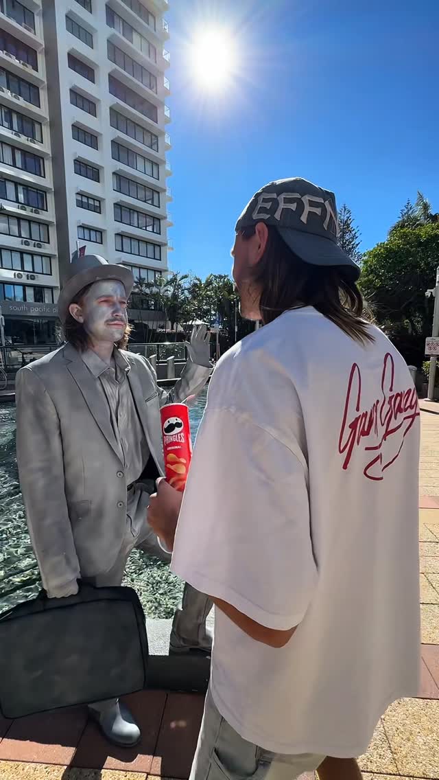 Instagram post by @tommyarmour for Pringles. Caption reads: Caught him silver handed w/ @pringlesdownunder....