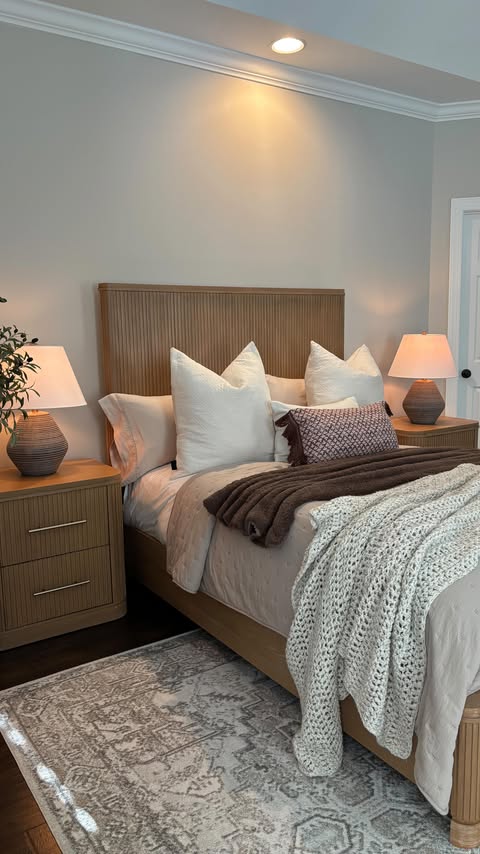 Instagram post by @betweendecor_and_sprinkles for Hulalahome. Caption reads: Elevating our bedroom one detail at a time....