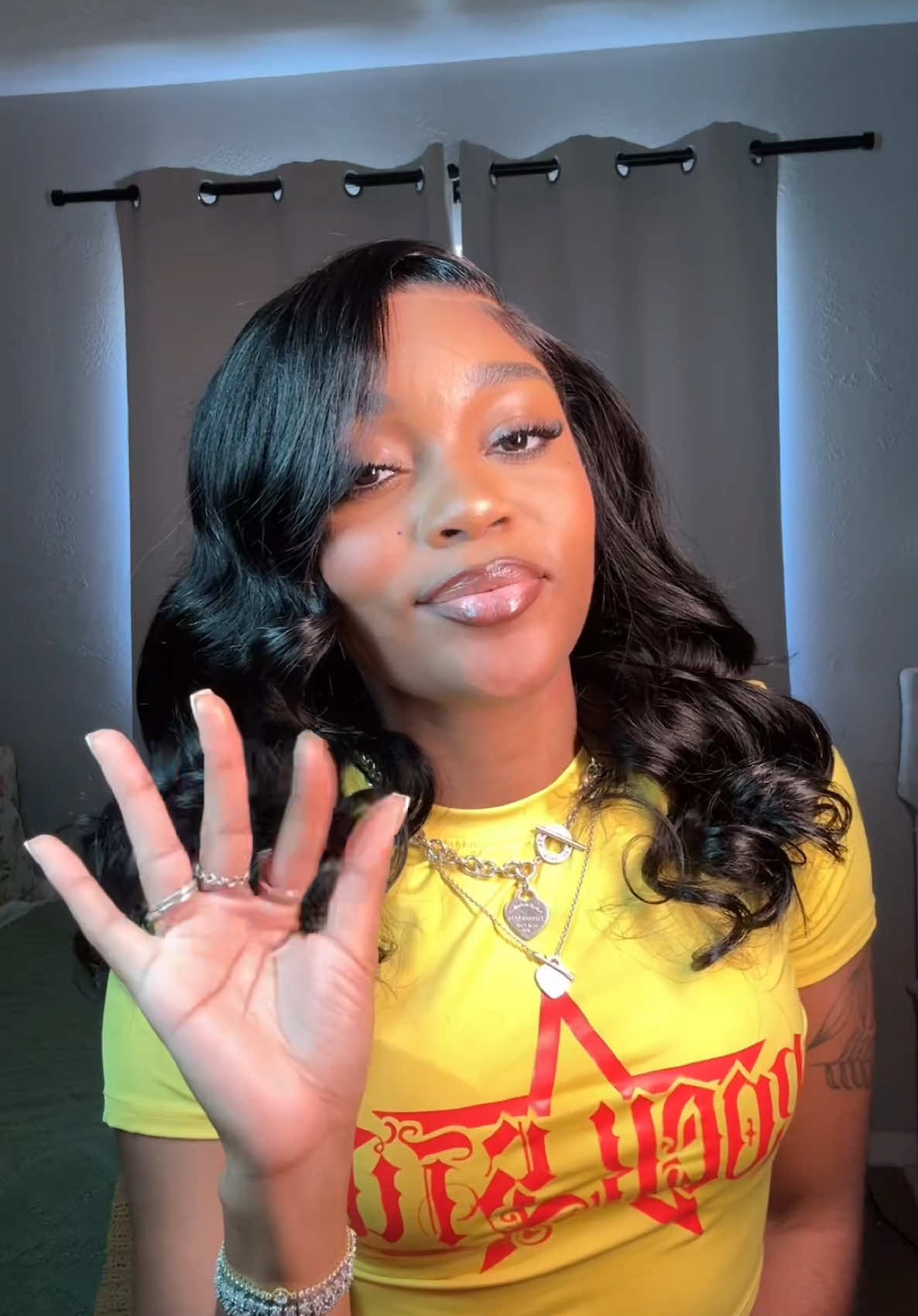 TikTok post by @xo.dessj for WestKissHair. Caption reads: Highly impressed by this wear and go wig from West....