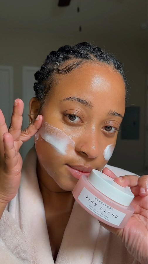 Instagram post by @tenisha.ward for Herbivore. Caption reads: Changing your skincare glow game with....