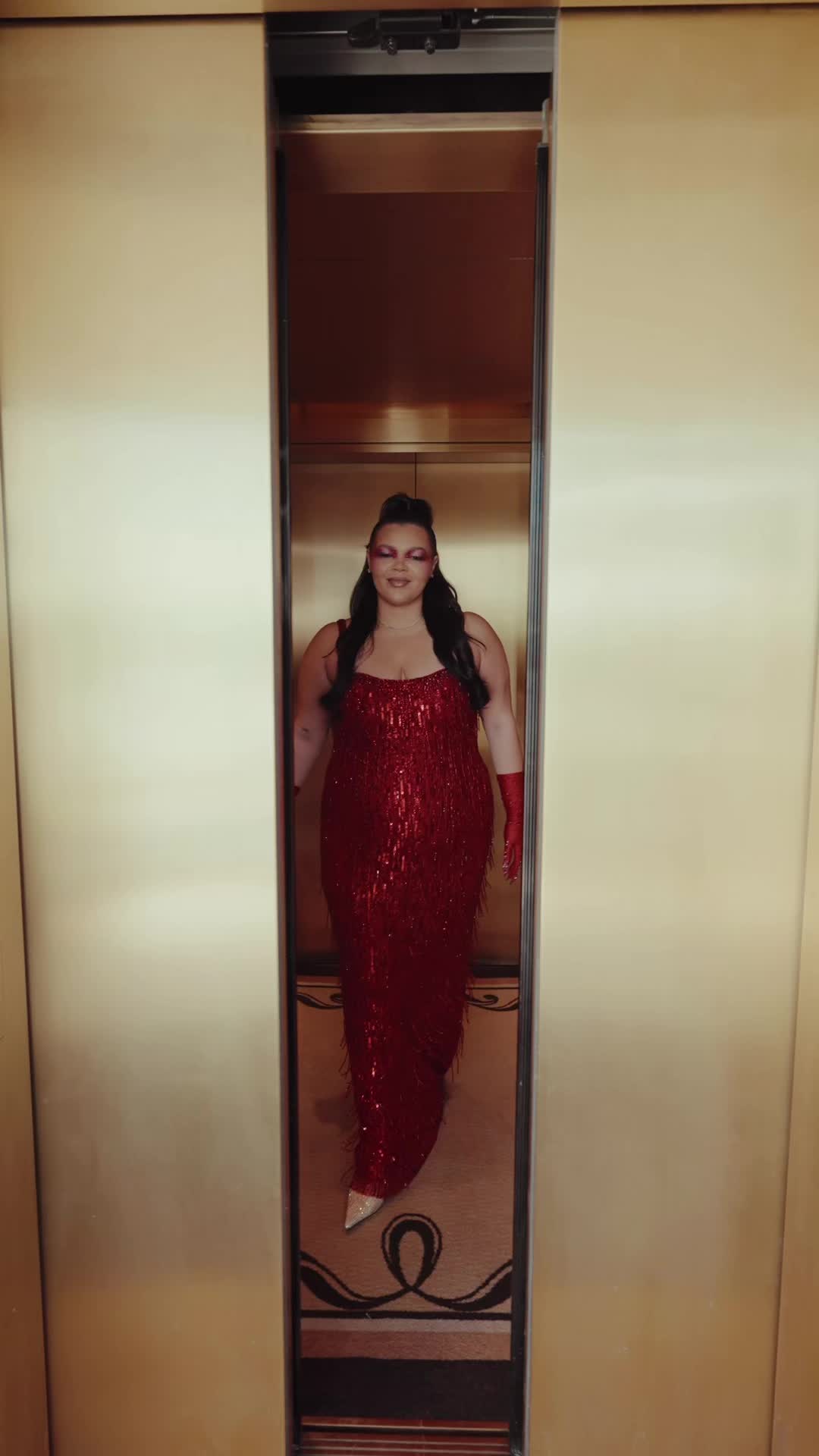 TikTok post by @tiffbaira for Hilton. Caption reads: [...] Next stop is the red carpet with @hilton....