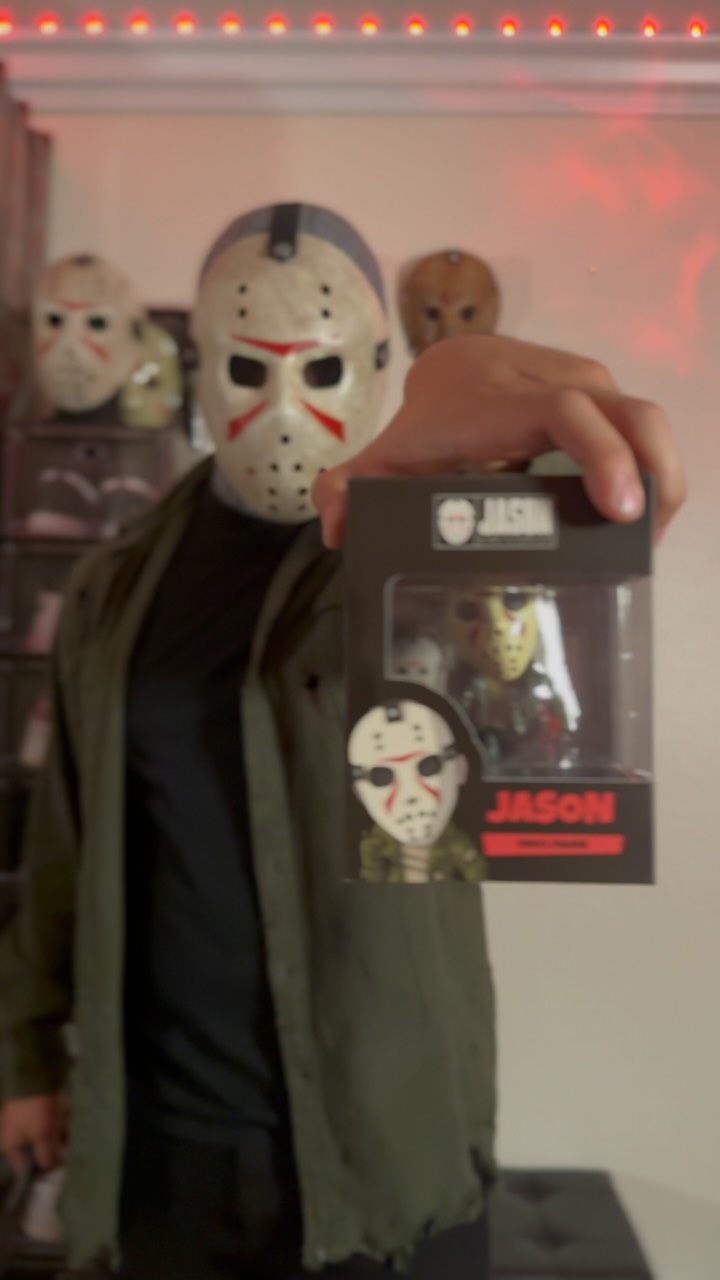 Instagram post by @jasonvoorheezy_ for Youtooz. Caption reads: [...] Lake to your shelf. 😈 Jason Universe x....