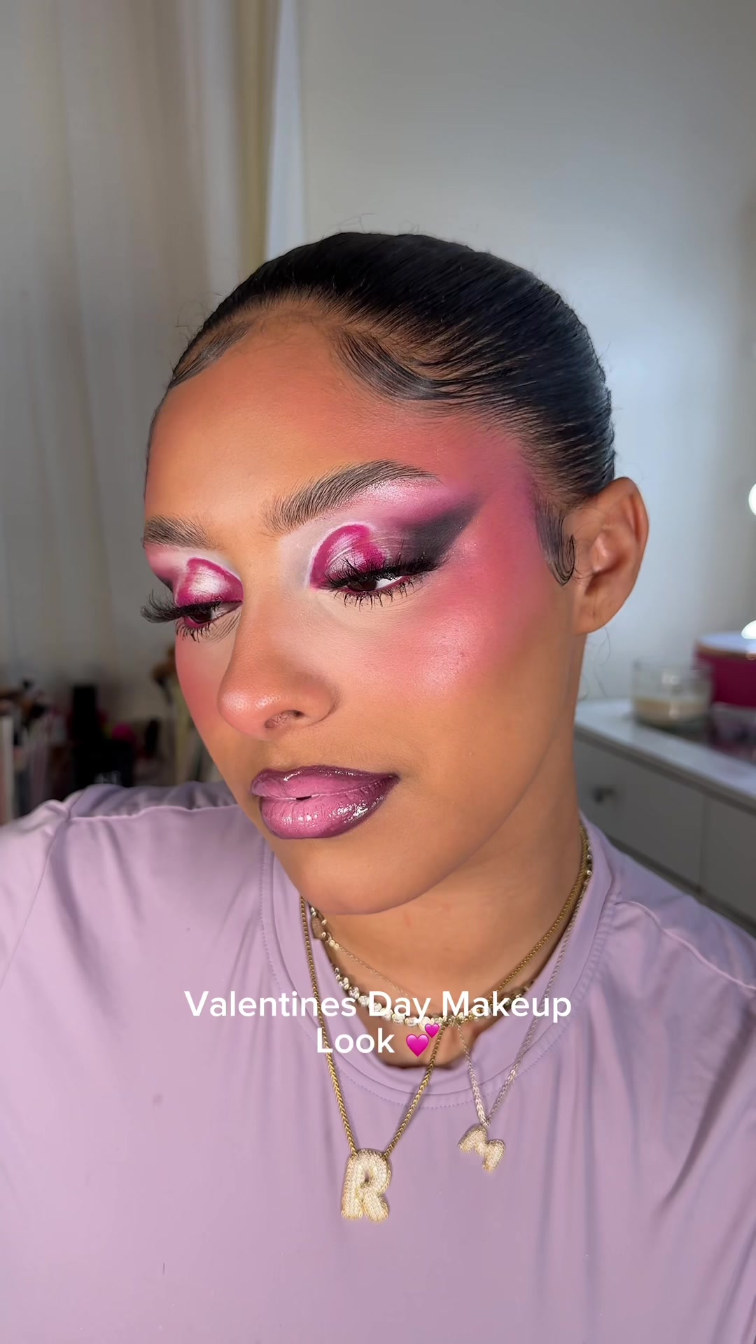 TikTok post by @allriyt for Glamlite. Caption reads: First Valentines Day Look Of 2026 ❤️ Products. 💕....