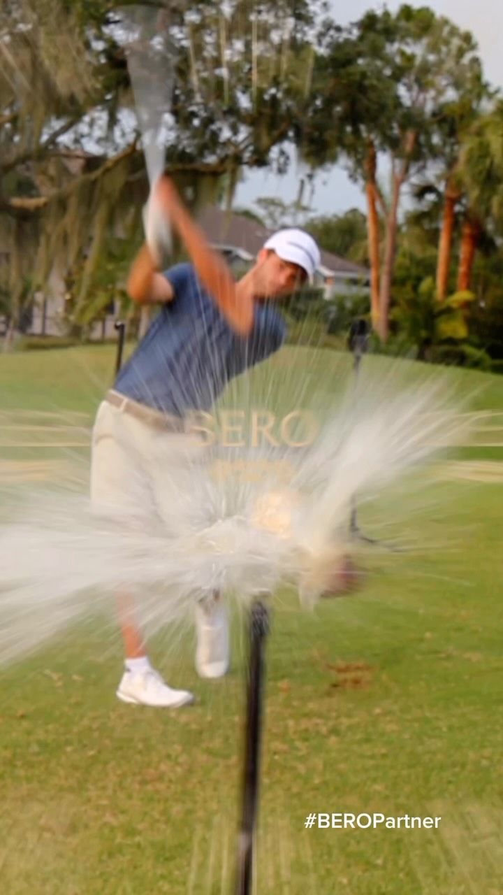 Instagram post by @tmillergolf for Berobrewing. Caption reads: #BEROPartner With premium taste and absolutely no....