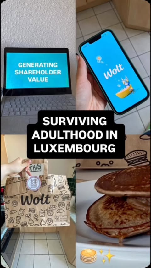 Instagram post by @notclaireinluxembourg for Wolt. Caption reads: [...] consider this your sign to download Wolt....