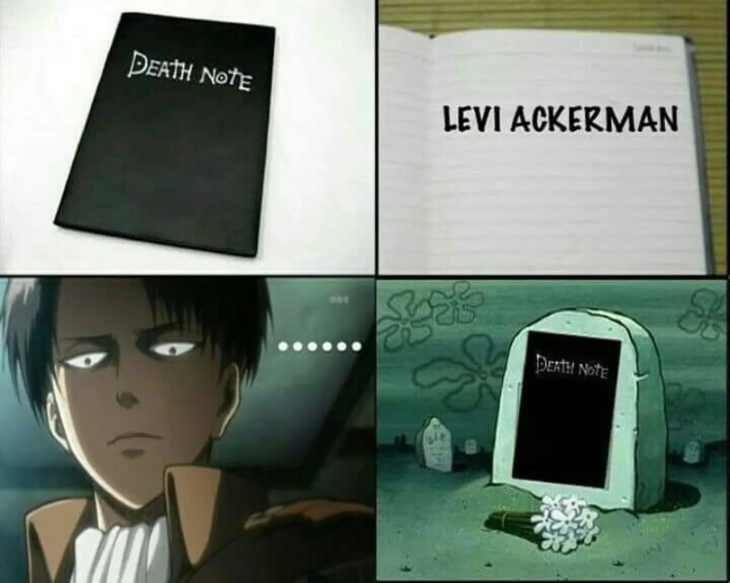 Instagram post by @o.leviackerman for Levi. Caption reads: Levi vs Death note 
Dm for cred or removal
-....