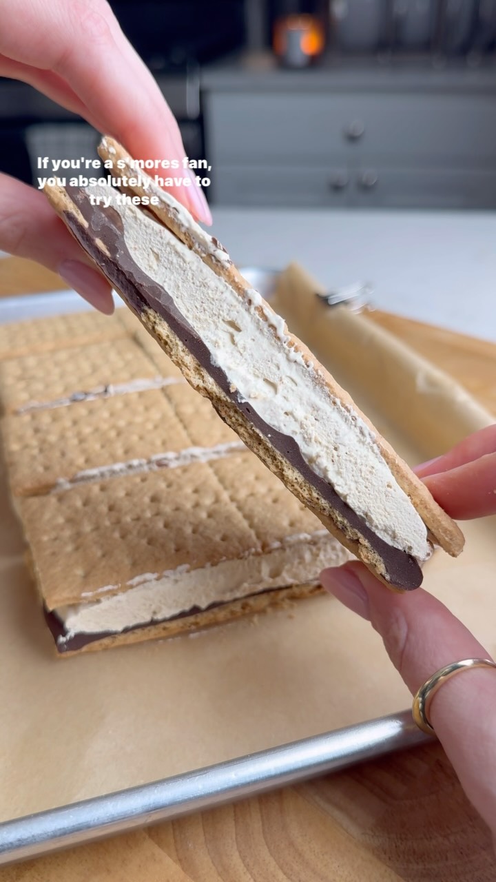 Instagram post by @my.proteinpantry for PBfit. Caption reads: FROZEN PROTEIN S’MORES 🍫🤎✨ graham crackers,....