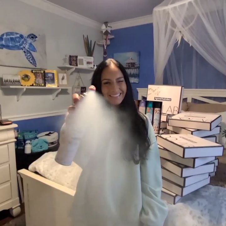 Instagram post by @gabibutler1617 for COLAB Dry Shampoo. Caption reads: [...] apply: ( #cheer #gabibutler #colabdryshampoo.