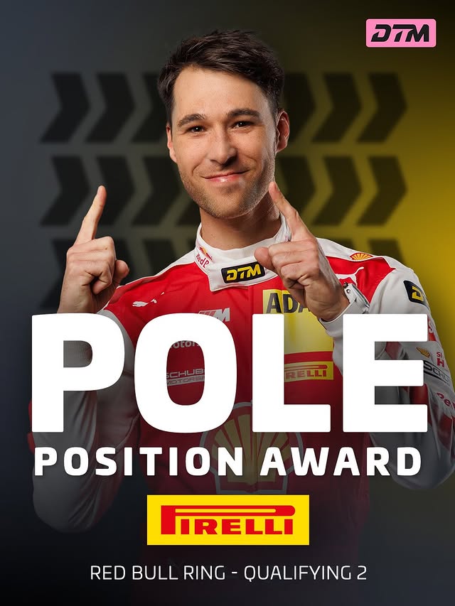 Instagram post by @kelvinvanderlinde for Pirelli. Caption reads: @pirellide Pole Position award goes to [...].
