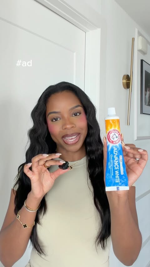 Instagram post by @tajahferjuste for Arm & Hammer. Caption reads: #ad Since we’re talking about products worth your....