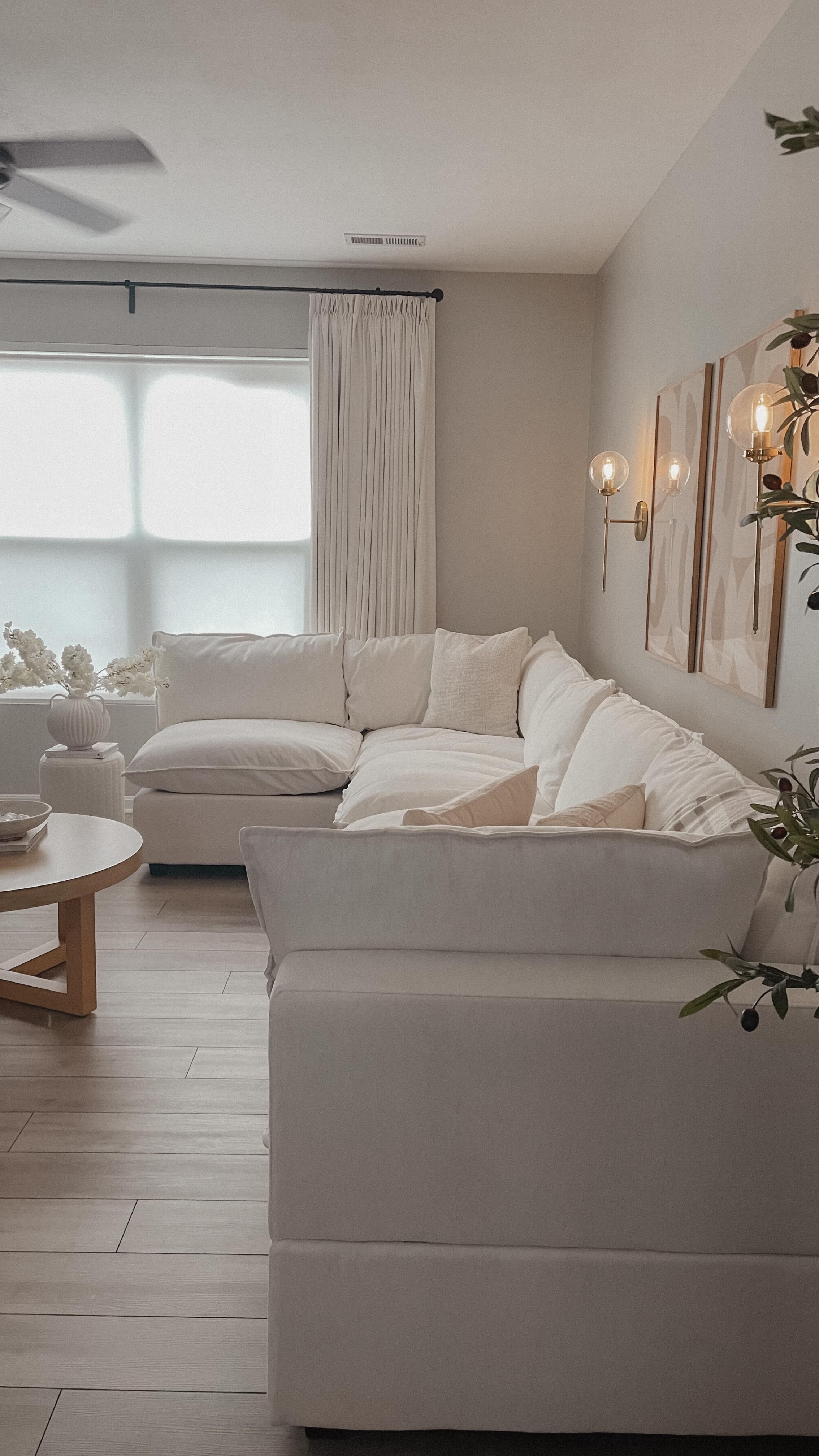 Instagram post by @cozy_homediaries for Albany Park. Caption reads: Comment CLOUD for the link 🔗 

Living room decor....