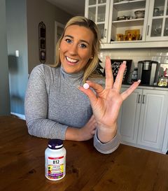 Instagram post by @gowherekategoes for Webber Naturals. Caption reads: [...] diet so I’ve been taking @webbernaturals B12....