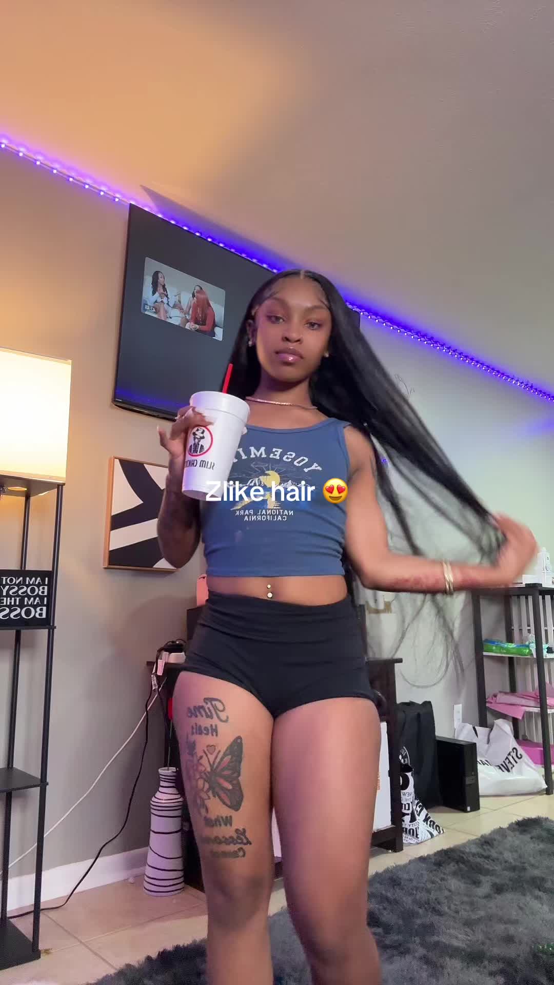 TikTok post by @realashleynicole for Zlike Hair. Caption reads: @Zlike Hair Store @Zlike Wigs 🔥 34-inch Length &....