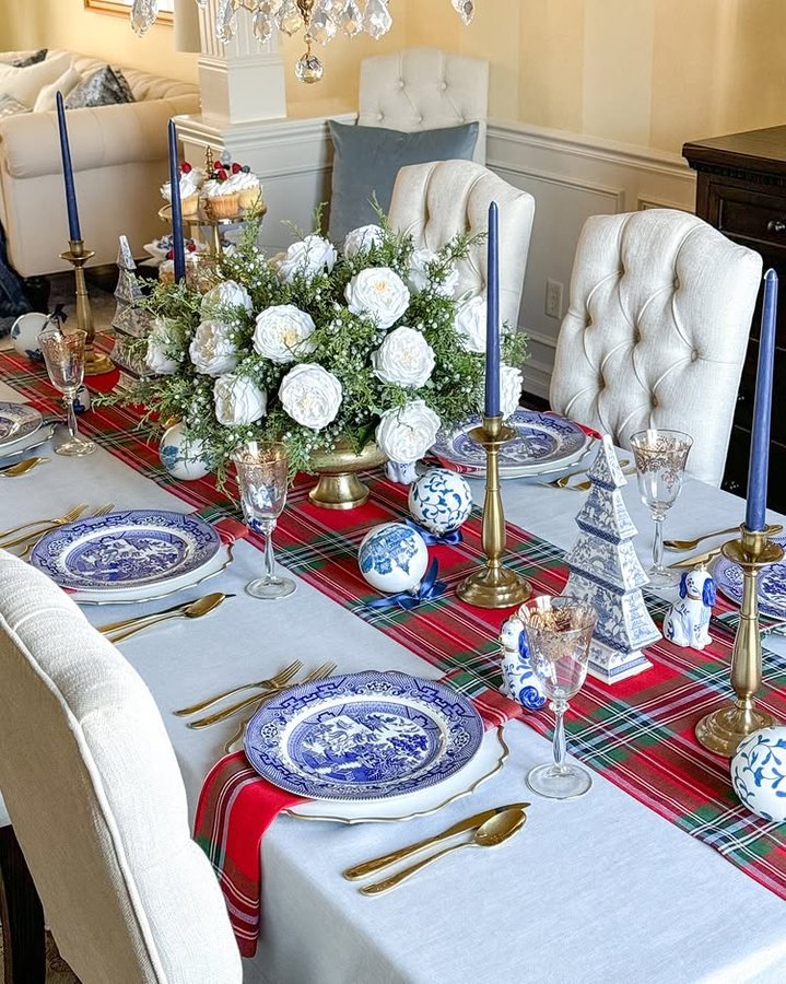 Instagram post by @thespilledsugar for Solino Home. Caption reads: [...] Holiday Madras Plaid collection from....