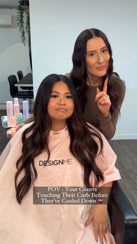Instagram post by @hairbyamberjoy for DESIGNME Hair. Caption reads: It’s A Hairstylist Rule 🫡 Straight to jail for....