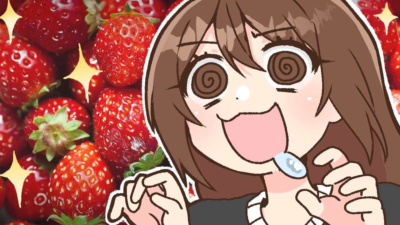 YouTube post by @Emirichu for Sakura The Club. Caption reads: what i ate in a week (STRAWBERRY SEASON) 🍓🍓🍓.