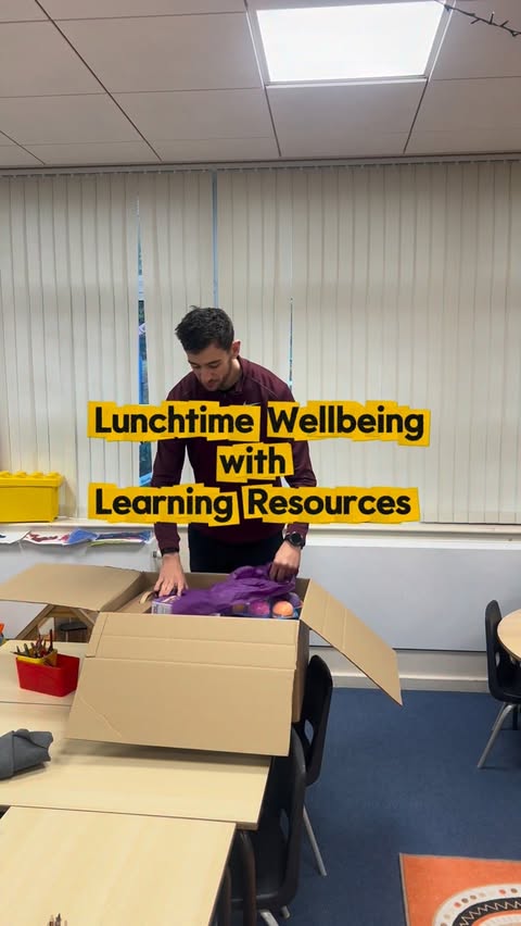 Instagram post by @mrhallahan for Learning Resources. Caption reads: AD | Lunchtime Wellbeing Club with....