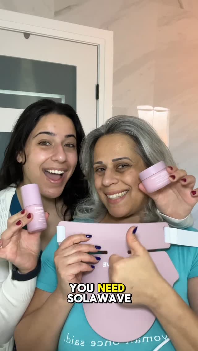 Instagram post by @celinedamji for Solawave. Caption reads: Just got my mom the neck glow-up she didn’t know....