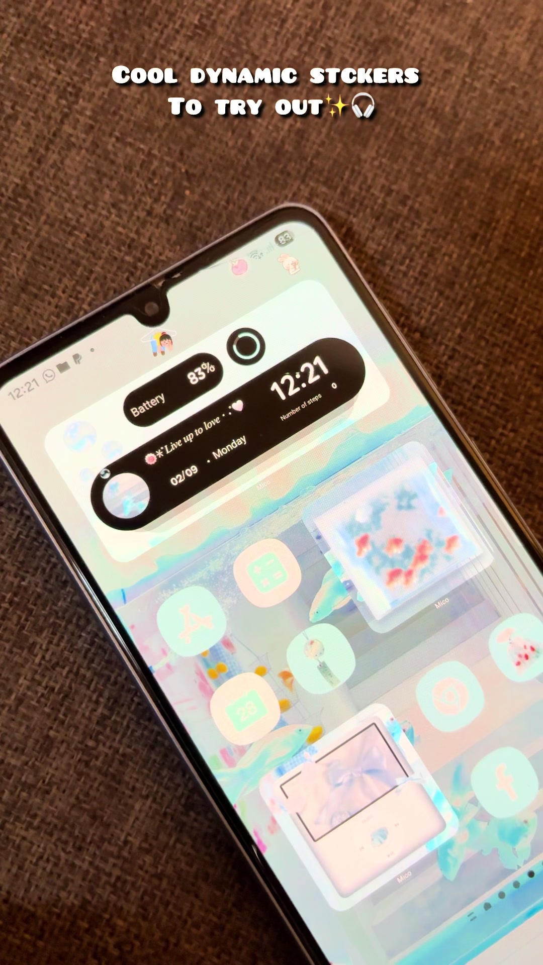 TikTok post by @asanteslife for Mico Widget. Caption reads: I really like these Home Screen widgets ✨🎶 they....