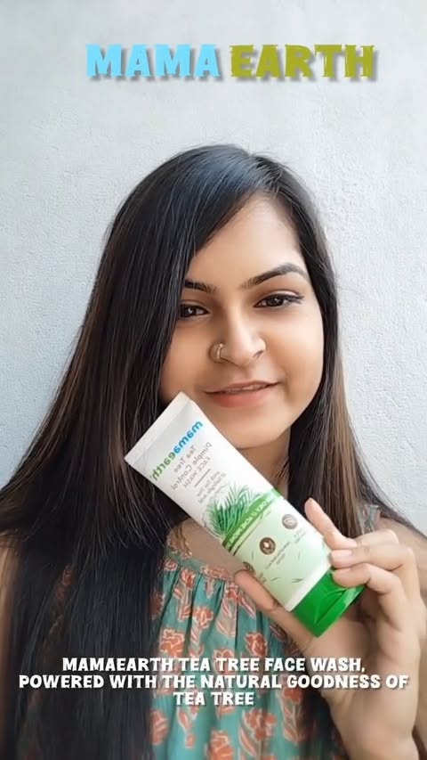 Instagram post by @shreya_sarkar_official for Mamaearth. Caption reads: Try out Mamaearth Tea 
Tree Face Wash to....