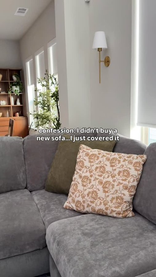 Instagram post by @thewellnesswarrior for Nolan Interior. Caption reads: who needs a brand new couch when it can look as....