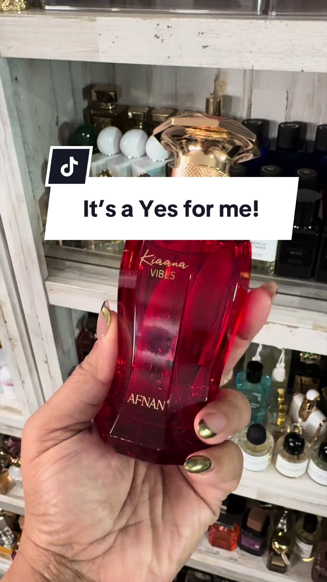 TikTok post by an influencer for Afnan Perfumes USA. Caption reads: [...] by CH’s La Bomba @Afnan Perfumes USA @Afnan....