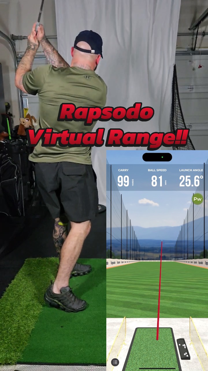 Instagram post by @musclemilkdaddy for Rapsodo. Caption reads: Awesome Updates from @rapsodogolf New Range! New....