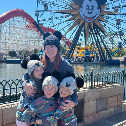 Instagram post by @themeparkmomlife for Love Your Melon. Caption reads: [...] perfect cold weather beanies from....