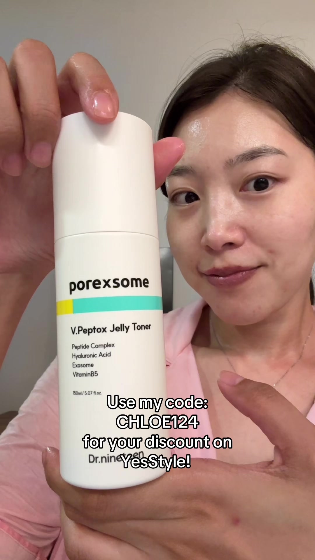 TikTok post by @imchloeim for Dr. Nineteen. Caption reads: [...] toner from @Dr.nineteen #yesstyle....