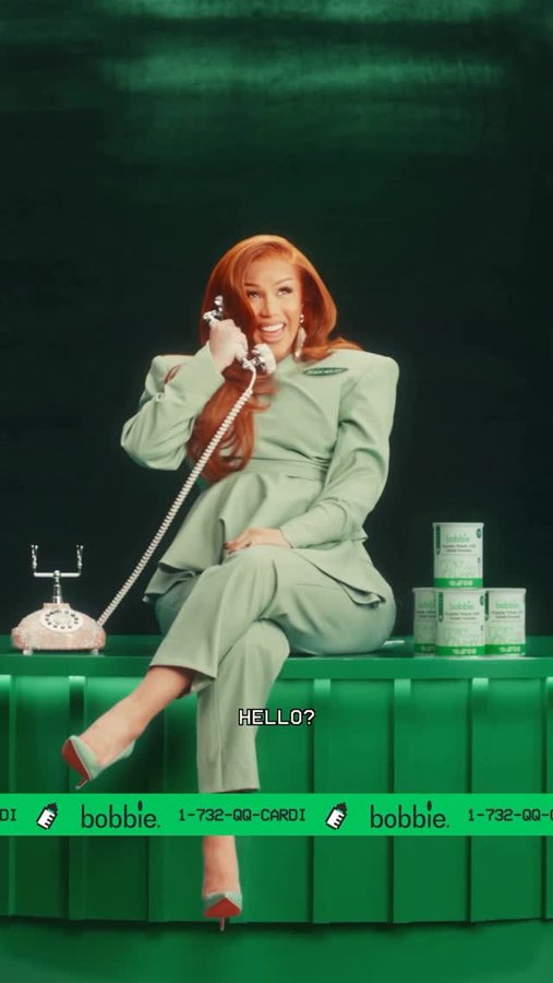 Instagram post by @iamcardib for Bobbie. Caption reads: Motherhood is a real ass job and EVERY mom....