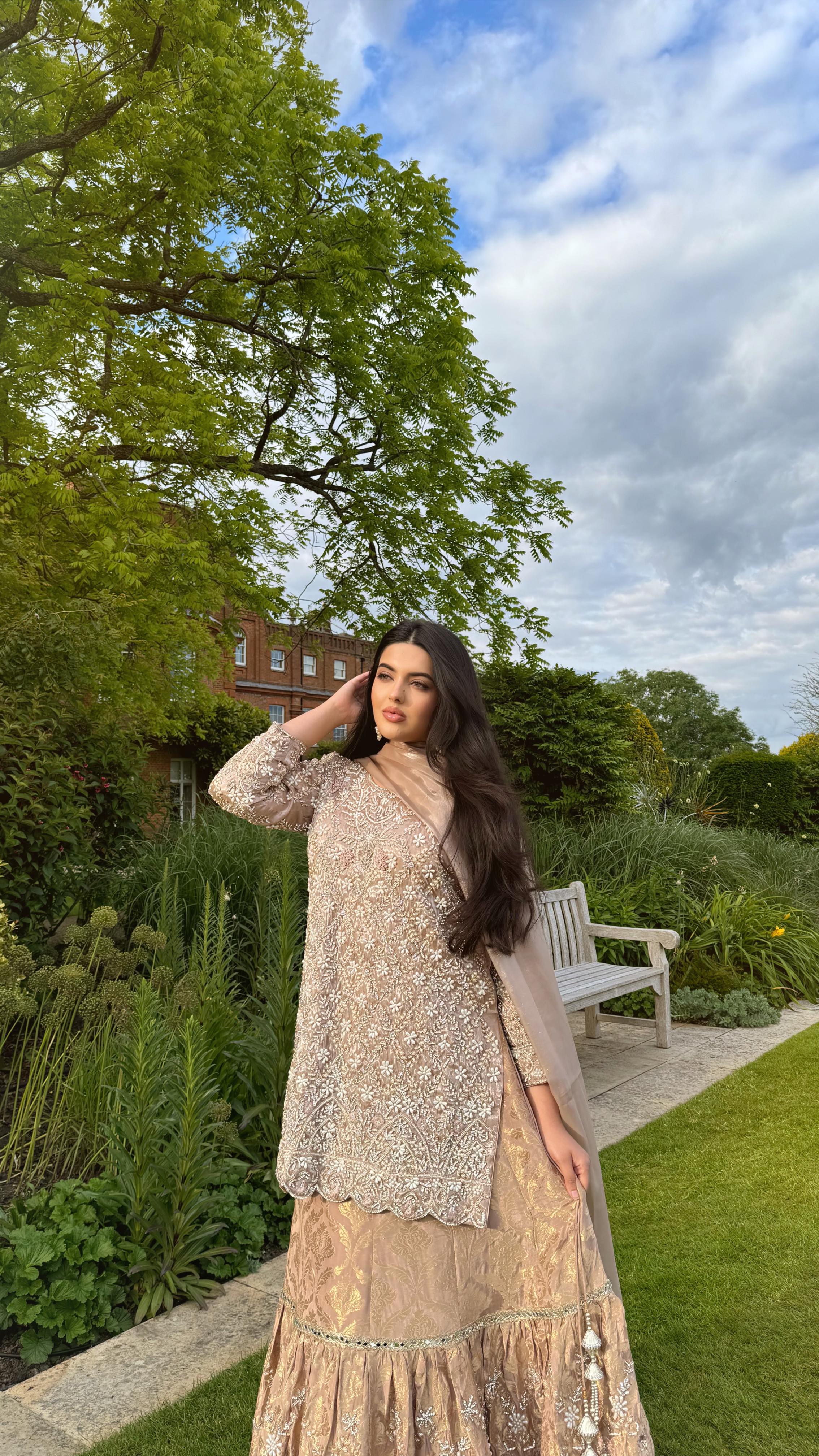 Instagram post by @aishamayashaban for Shiffonz. Caption reads: Giving mughal vibes in this beautiful....