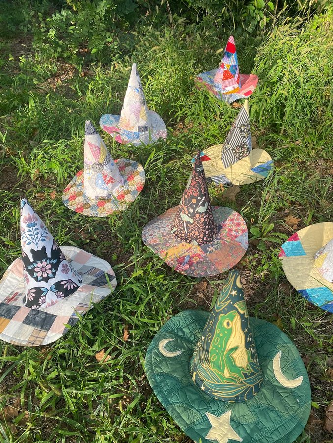 Instagram post by @theprairiemisfit for Spoonflower. Caption reads: WE ARE BACK!! the first batch of quilted witch....