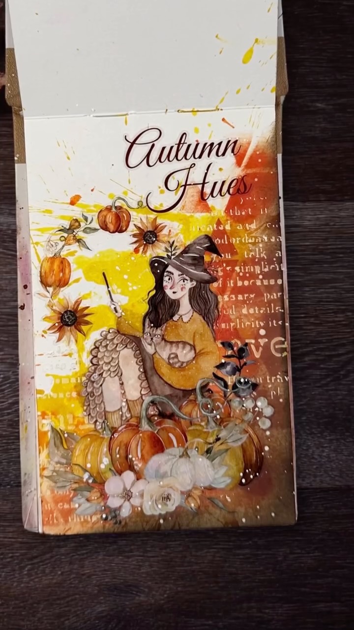 Instagram post by @vickyp_gr for The Washi Tape Shop. Caption reads: New art journal page in autumn hues! A fun way to....