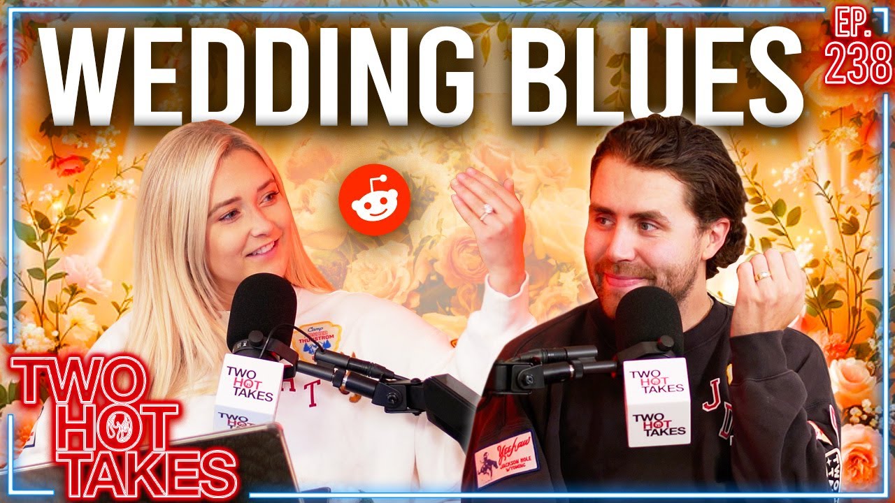 YouTube post by @TwoHotTakes for Talkspace. Caption reads: Wedding Blues.. || Reddit Stories || Two Hot Takes....