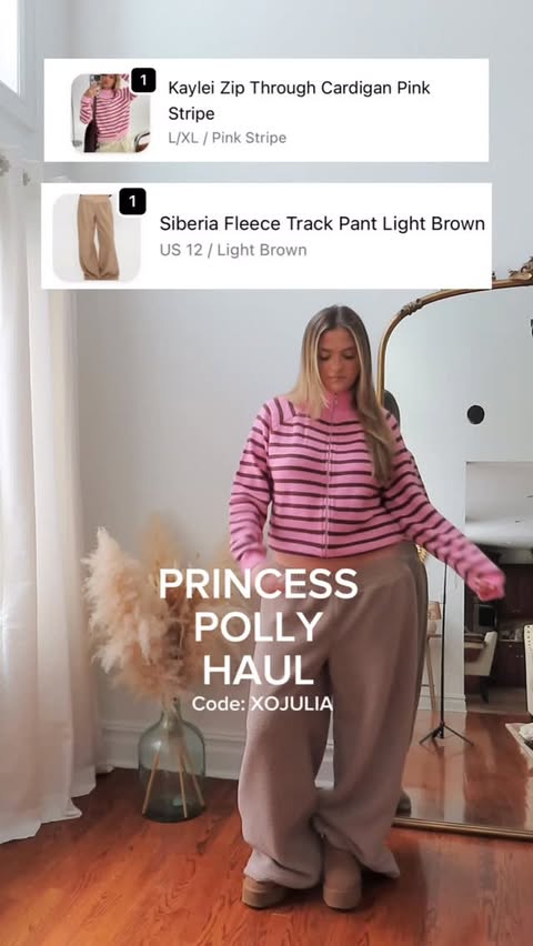 Instagram post by @juliaaabbott for Princess Polly. Caption reads: Winter refresh wardrobe inspo ❄️ @princesspolly....