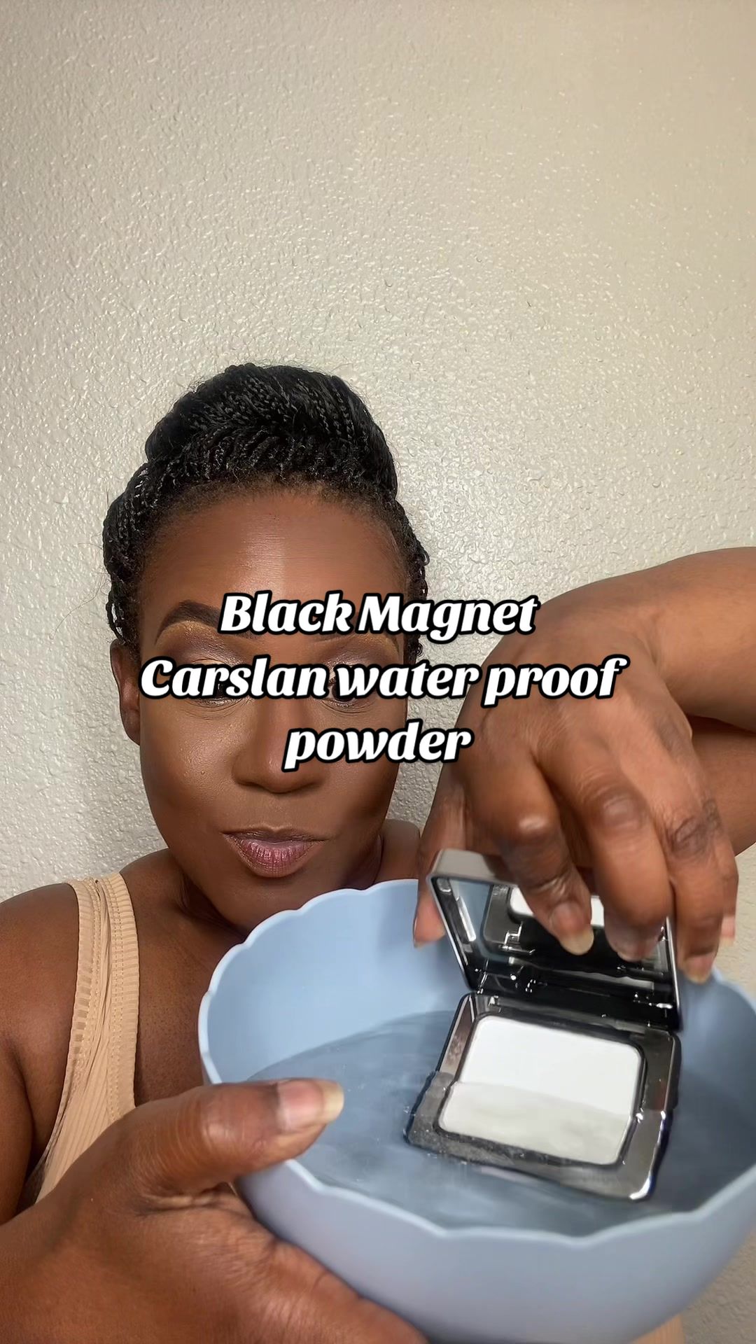 TikTok post by @slayedbyshea for Carslan. Caption reads: A true water resistant pressed powder by....