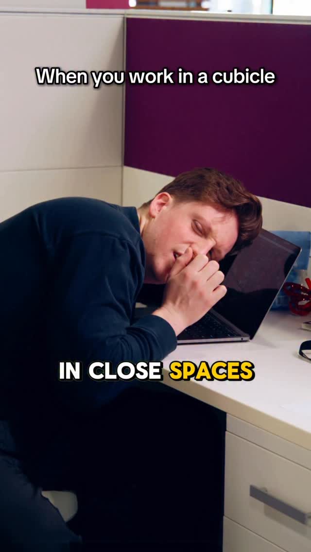 Instagram post by @clickupcomedy for ClickUp. Caption reads: Some call it a cubicle, we call it our ✨creative....