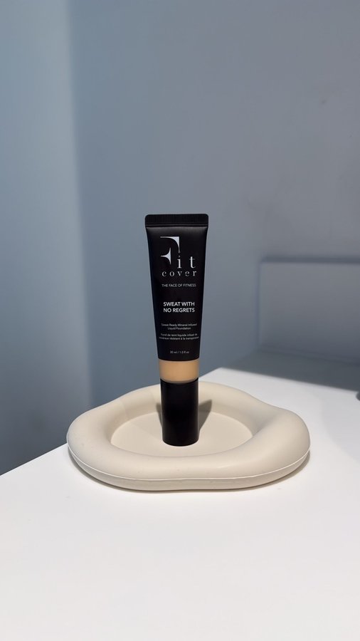 Instagram post by @alexisharma for Fitcover. Caption reads: Iconic sweat-proof foundation from....