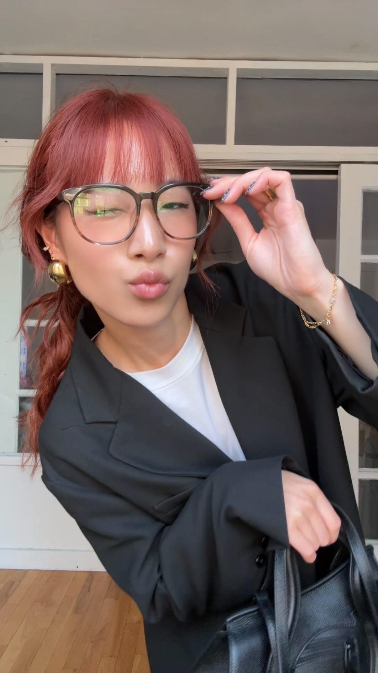 Instagram post by @kristinamichelleang for Covry. Caption reads: [...] in my new adara hinoki frames from....