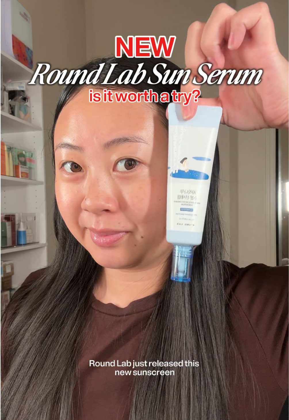 TikTok post by @ashleyleiz for Round Lab. Caption reads: [...] to be the next viral sunscreen 👀 @ROUND LAB....