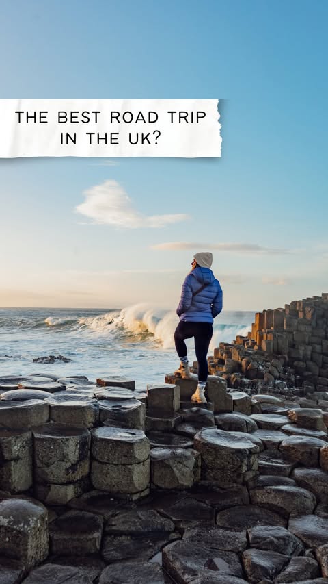 Instagram post by @sandymakessense for Tourism Ireland. Caption reads: ad The best UK road trip idea 🚗🇬🇧 After....