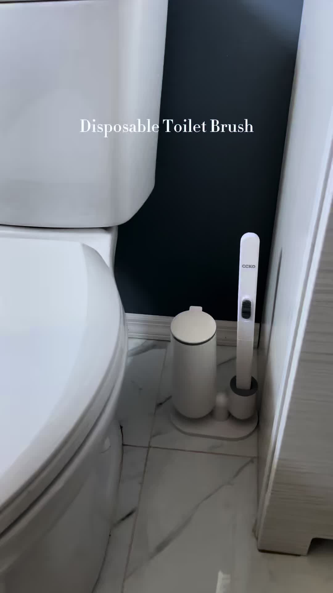 TikTok post by @wendyv.elly for KEEPOW. Caption reads: Disposable Toilet Brush 🤍🧸🎧 || @KEEPOW_US....