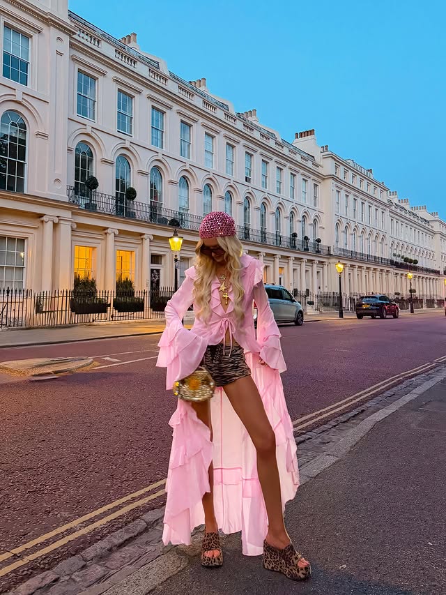Instagram post by @amyhallimond for Fashion Nova. Caption reads: [...] london summer nights👼🏼💕🌆🌸🌝✨....