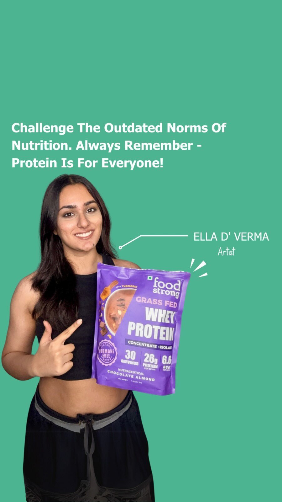 Instagram post by @elladverma for foodstrong. Caption reads: Nutrition is personal, not gendered! 🌟💪 Did you....