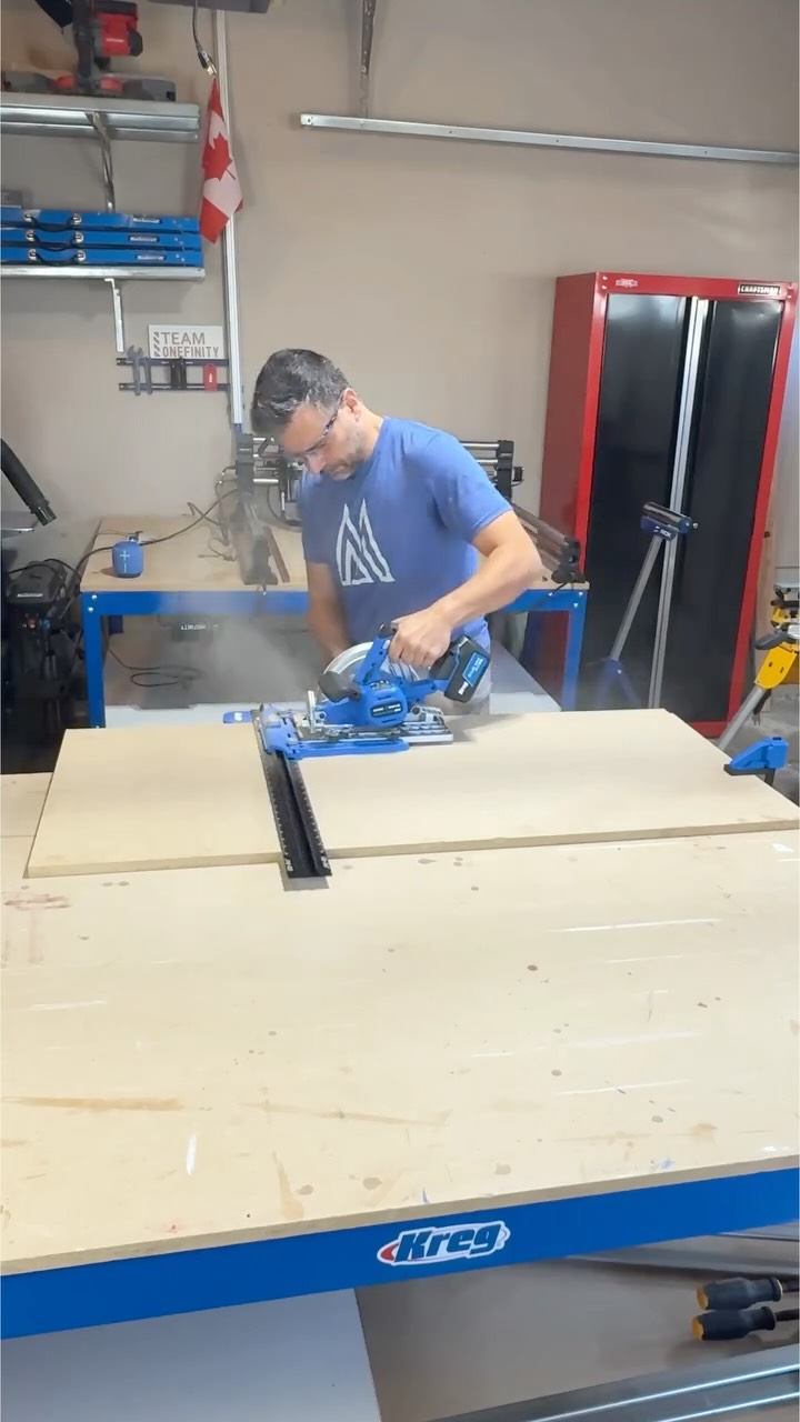 Instagram post by @minspiredliving for Kreg Tool. Caption reads: Tired of always setting up a straight edge for....