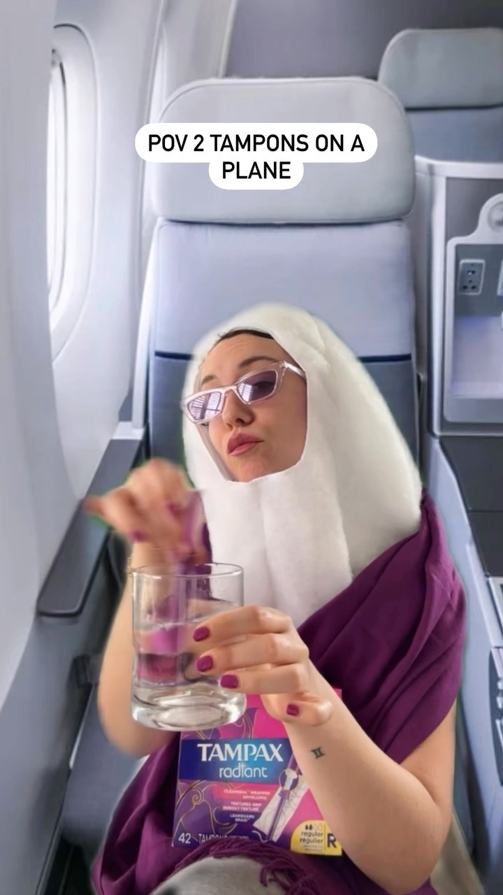 Instagram post by @beccabastos for Tampax. Caption reads: #ad Tampanista didn’t even mention her gorgeous....
