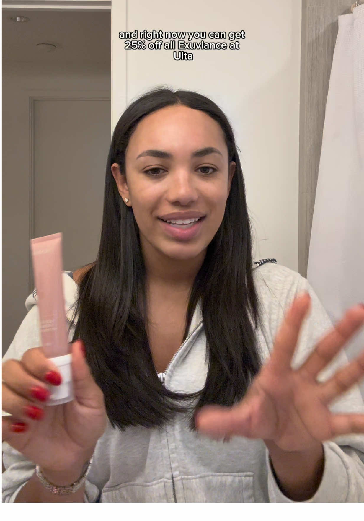 TikTok post by @justjazzzyidk for Exuviance. Caption reads: I keep seeing anti-aging and retinol everywhere,....