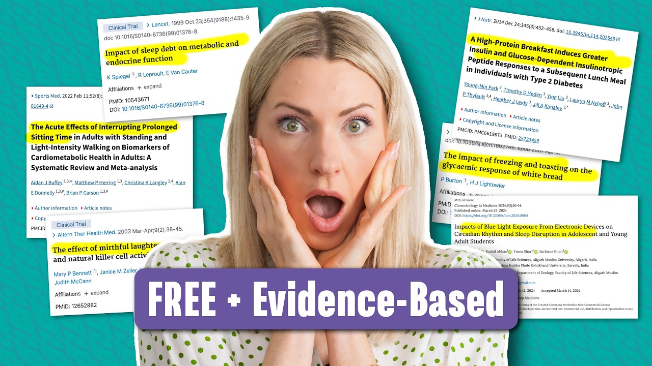 YouTube post by @AbbeysKitchen for Hachette Book Group. Caption reads: 10 FREE Health Hacks to Help You Reach Your New....